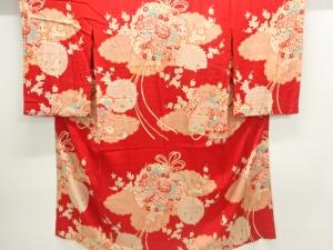 アンティーク　錦紗花薬玉模様長襦袢